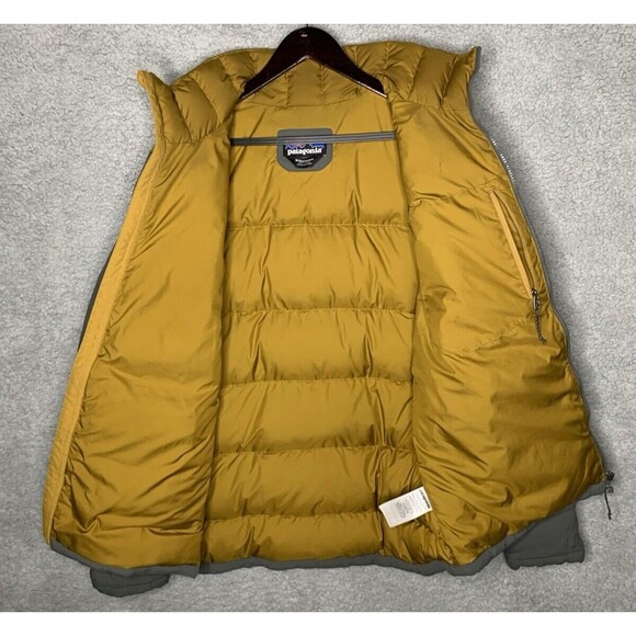 Patagonia Bivy Duck Down Jacket Mens Medium Puffer Coat 28322 Forge Grey Tan - Picture 14 of 16